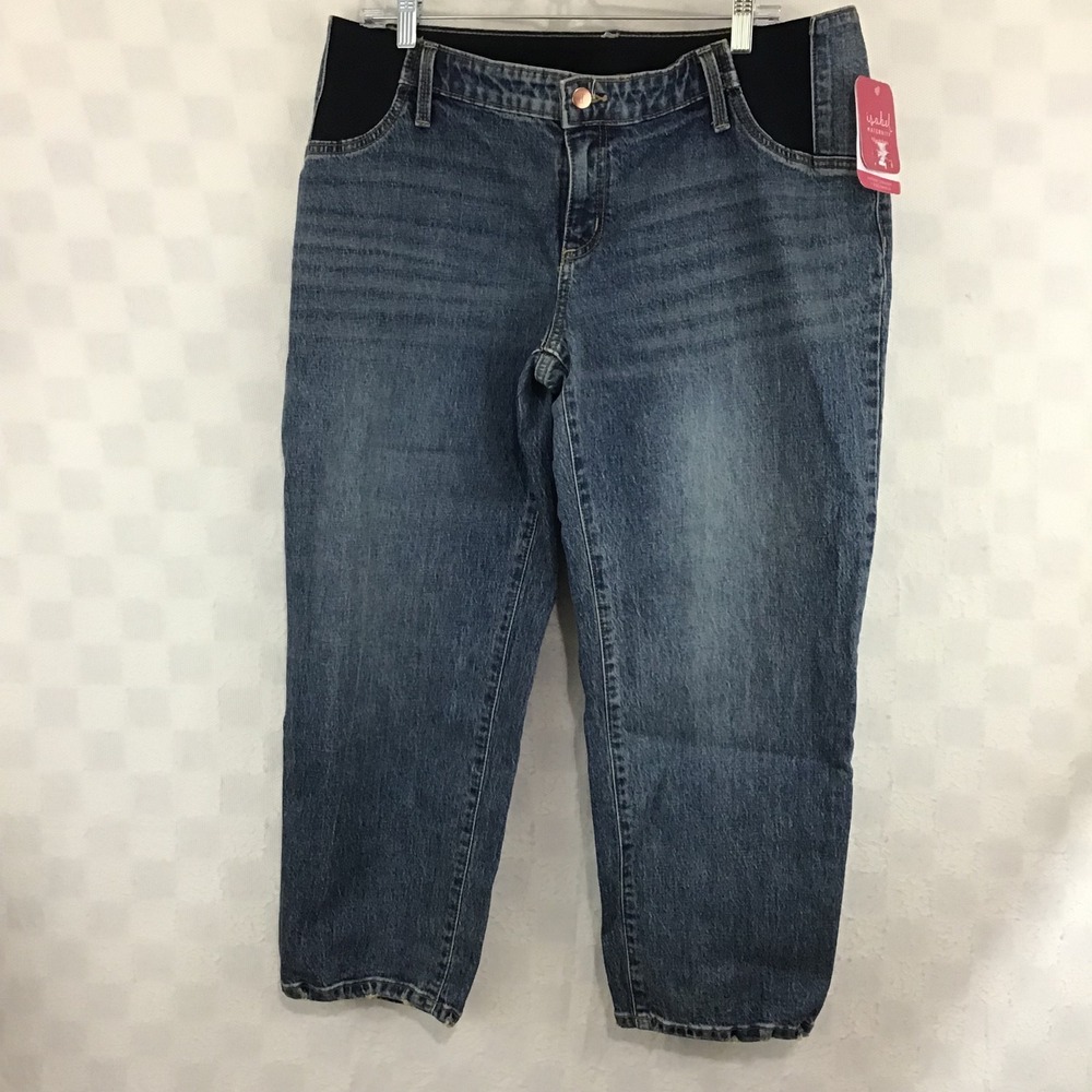 Isabel Maternity Ingrid & Isabel Vintage Straight Side Panel Jeans Blue 12 NWT